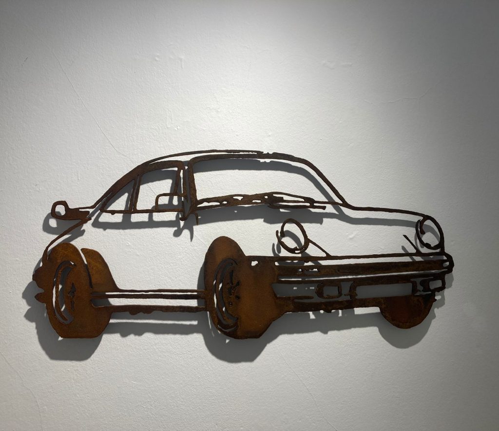 Wandobjekt handgeschnitten aus Cortenstahl vom Künstler Jan M. Petersen