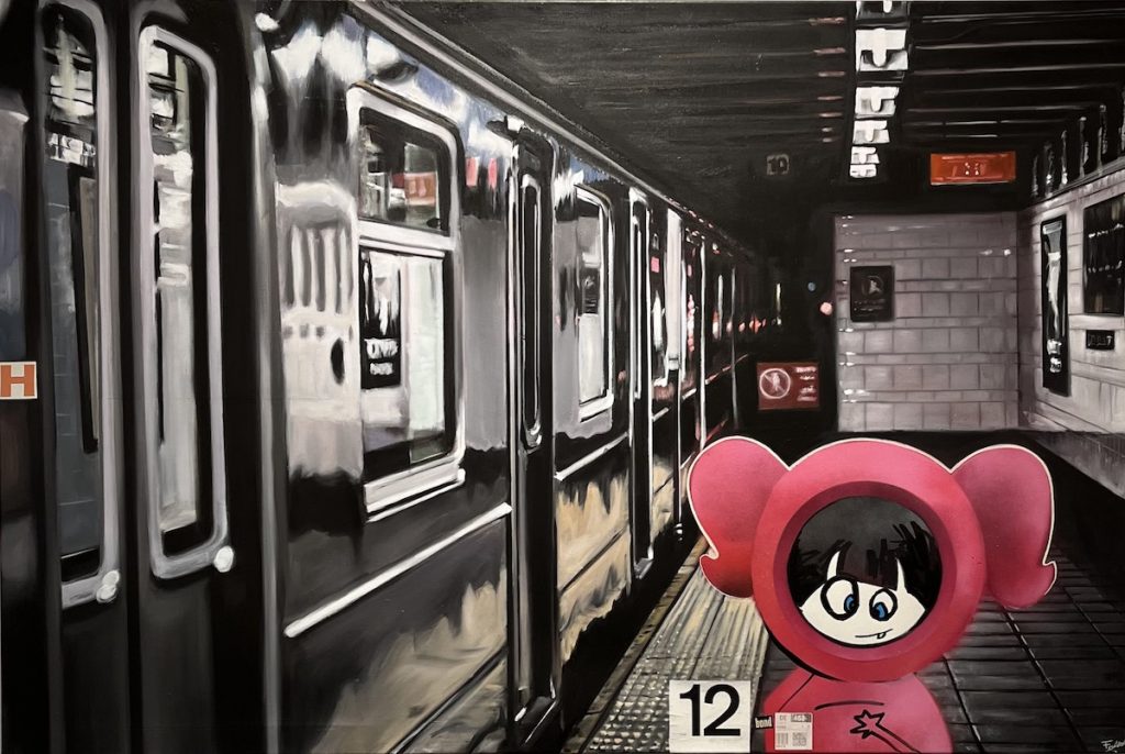 Dynamik, Licht und das pulsierende Leben unserer Zeit sind Frank Damms vorherrschende Themen. Seine Bilder wirken fotorealistisch, gehen aber darüber hinaus. Motiv: Subway + Graffiti