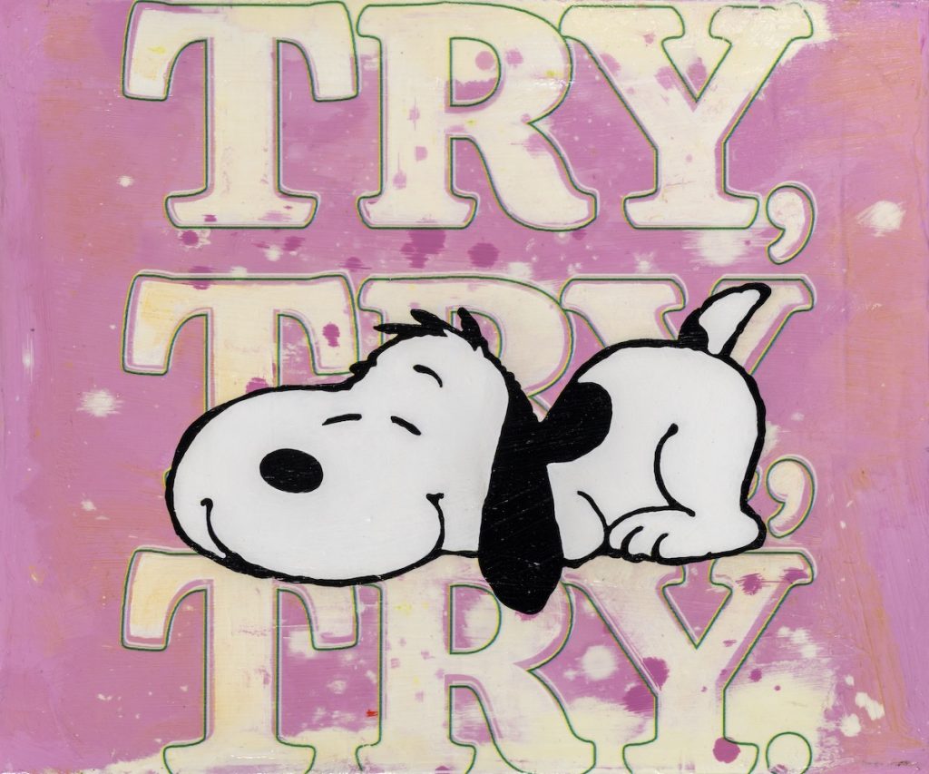 Jörg Döring - Try, try, try 25x30cm - Öl Unikat - Snoopy