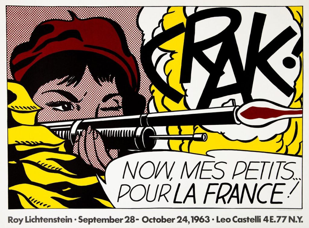 Artist: Lichtenstein, Roy 1923 - 1997. Crak! Now, mes petits ... pour la France. Technique: Offset 1963. Size: 21.2 x 28.3 in. (54 x 72 cm). Printer: Leo Castelli Gallery / Total Color, New York.
