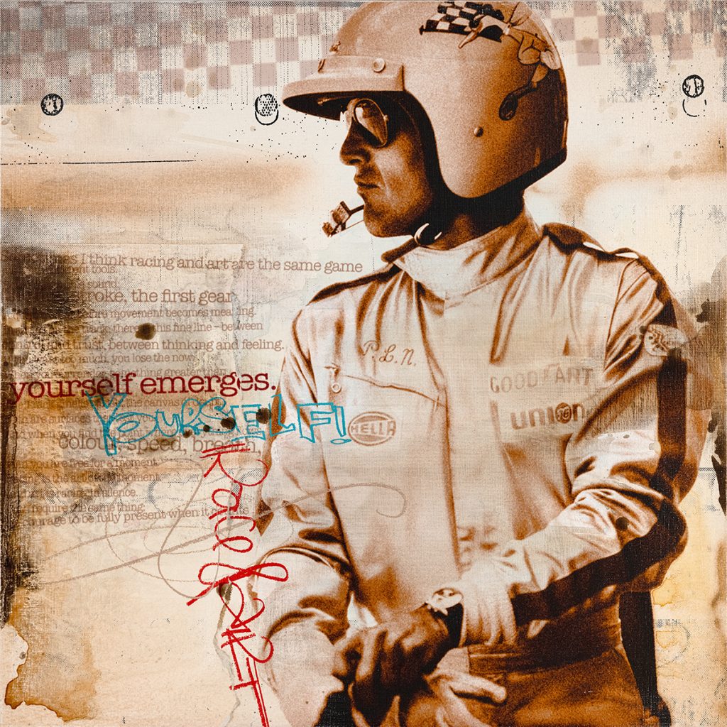 Wenn nach einigen Jahren eine neue Serie die vorherige ablöst, verändern sich Technik, Motivwelt und Ästhetik bewusst und deutlich, um mit neuen Ausdrucksmöglichkeiten neue kreative Wege gehen zu können... Gleichzeitig knüpfen neue Arbeiten aber auch immer an das bestehende Gesamtwerk an. Der rote Faden zeigt sich hier mit dem Rückgriff auf die Collagen, in den farbigen Lasuren, der Patina sowie im Handlettering. Vertraute Techniken des Artisten, jedoch subtiler und feiner eingesetzt als bisher.