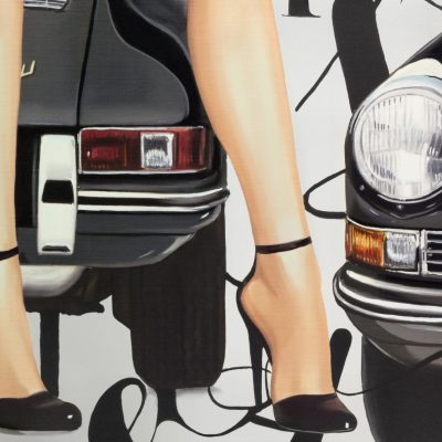 Heiner Meyer – Parking Lot Heiner Meyer - Parking Lot. Porsche Motiv,Preis inkl. Rahmen (Silver) mit entspiegeltes und UV-Schutz Glas Siebdruck mit Lack auf Mirror-Papier