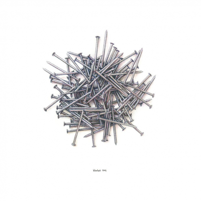Richard Wientzek – 100 Nägel Richard Wientzek - 100 Nägel 2012, Farbstifte und Tusche auf Papier 30 x 30 cm, Unikat Die Dinge, die der Mensch erschafft und mit denen er sich umgibt, erzählen zwar oft die leiseren, aber vielleicht auch besseren Geschichten als manch Mensch selbst. Altes Brot und Hummer, Putzlappen und Unterwäsche, Altpapier und Geldscheine, Wörterbuch und Smartphone, Spielzeug und Werkzeug. Ein Stillleben ist die glitzerndste Arena, sie auf einander loszulassen. Gegenstände sind die stillen Helden oder Antihelden der Alltagssymbolik.
