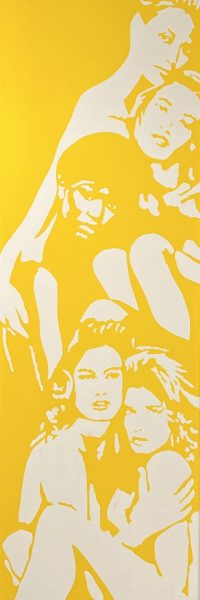 Unikat aus seinem letzten Lebensjahr 2016, Öl (weiß und gelb) auf Leinwand. Cover Girls oder Gruppe - Werner Berges
