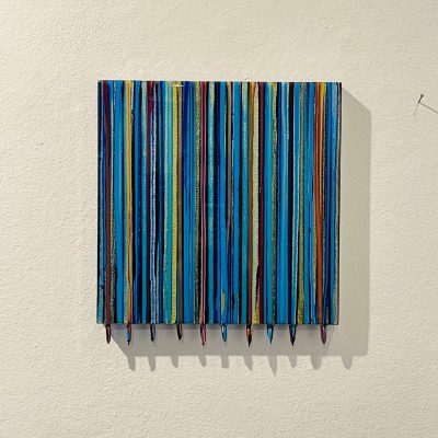 Erik Pluis - Human Barcode Drips Kunstharz | Pigment auf Holz